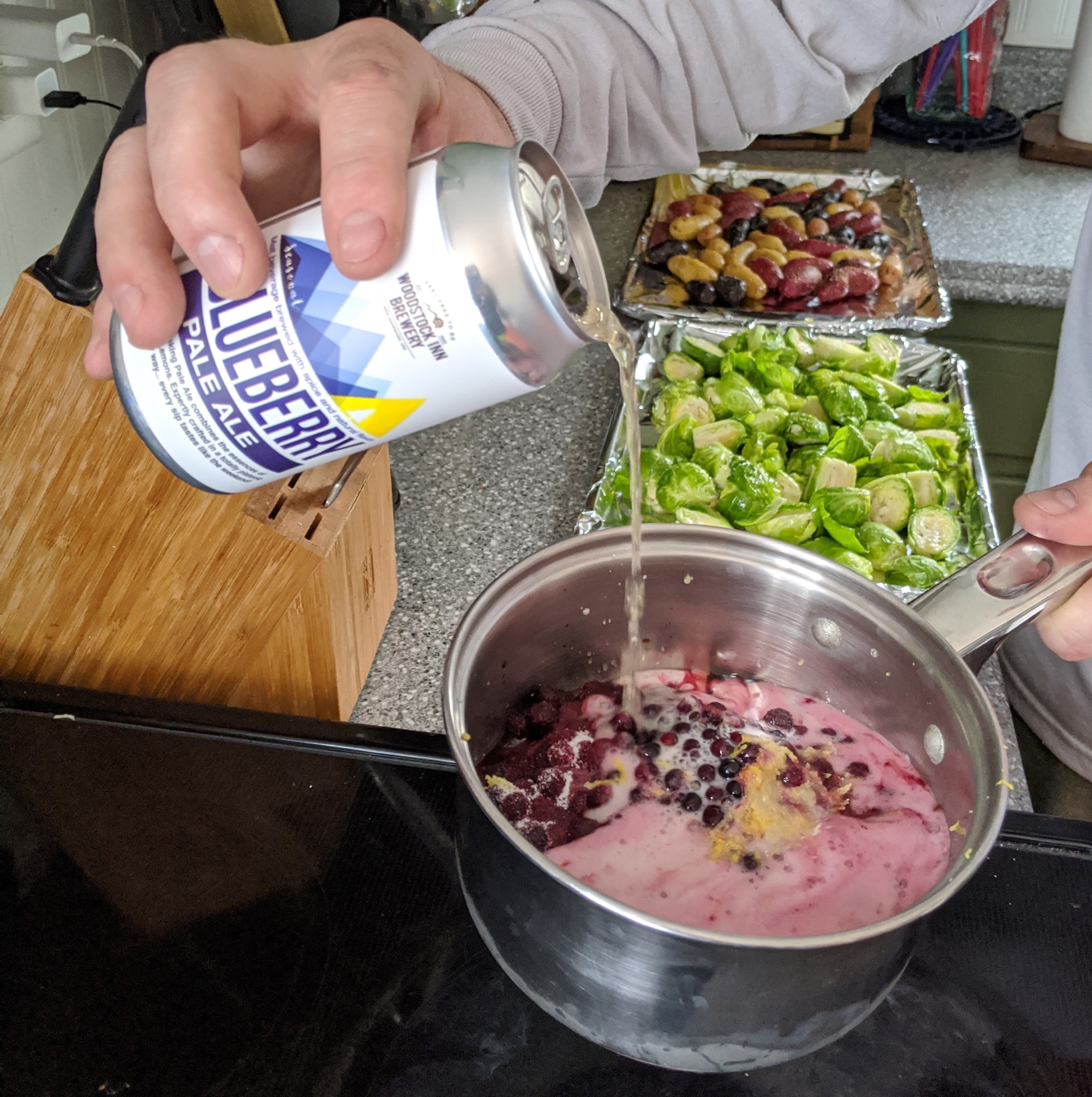 Lemon Blueberry Balsamic Reduction on Cowboy Cut Pork Chops