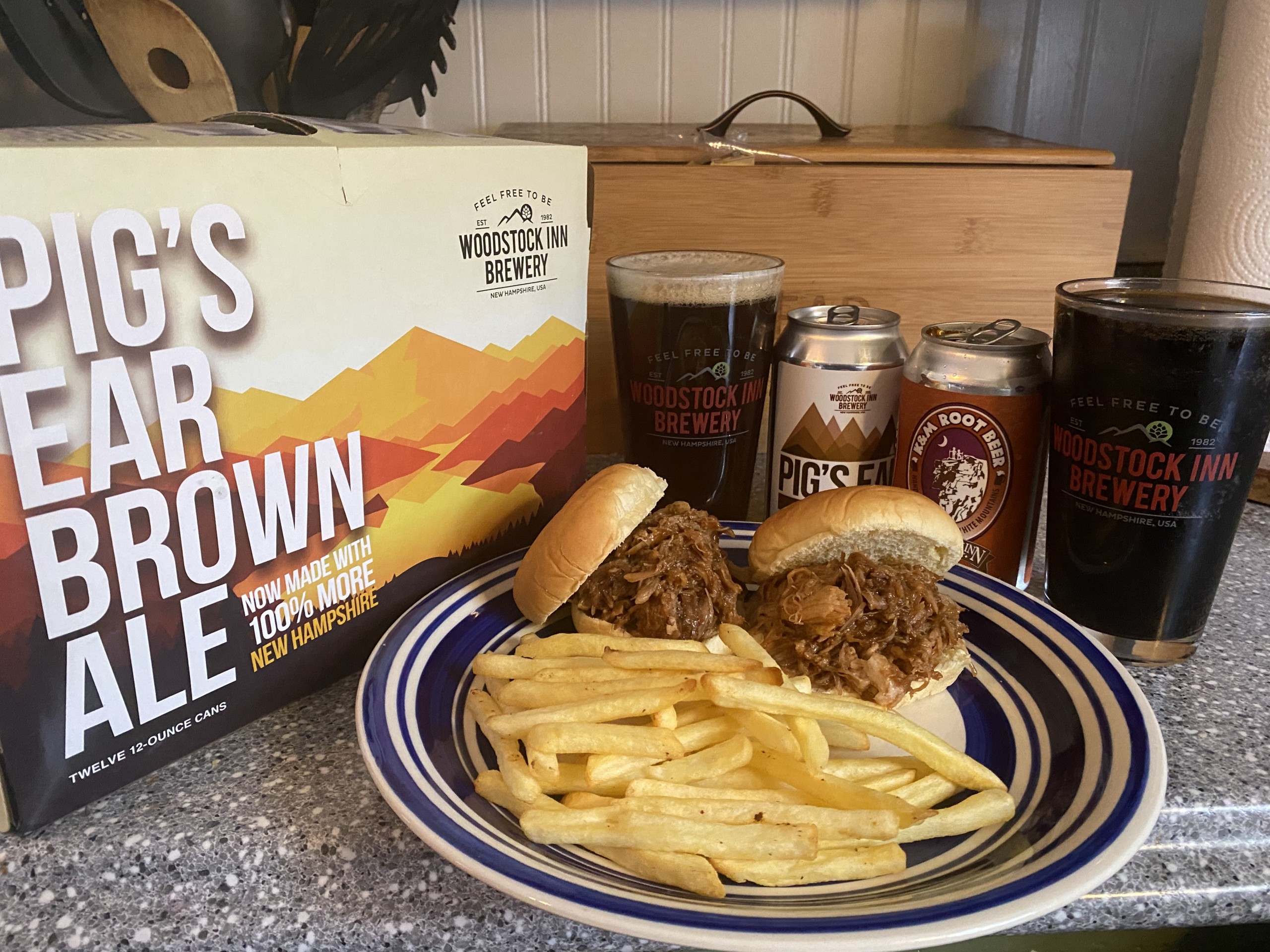 Pig’s Ear Pulled Pork Sliders with K&M Root Beer BBQ sauce